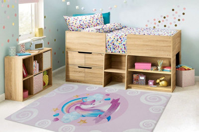 RugsX Bambino 2533 Washing Carpet UnicornRainbow For Children Anti-SlipPink 140X200 Cm from B&Q