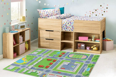 RugsX Bambino 2624 Washing Carpet CityStreets For Children Anti-SlipGreen Grey  120X170 Cm from B&Q