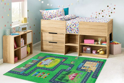 RugsX Bambino 2660 Washing Carpet CityStreets For Children Anti-SlipGreen Grey  160X220 Cm from B&Q