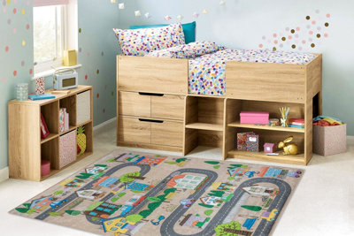 RugsX Bambino 34600 Washing Carpet CityStreets For Children Anti-SlipBeige Grey  120X170 Cm from B&Q