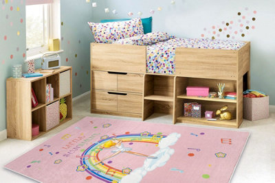 RugsX Bambino 41870 Washing Carpet BallerinaRainbow For Children Anti-SlipPink 140X200 Cm from B&Q
