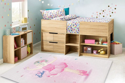 Rugsx Pink Bambino 42830 Washing Carpet Ballerina For Children Anti-Slip - 80X150 Cm Small