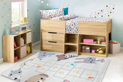 RugsX Bambino 43092 Washing Carpet AnimalsHopscotch For Children Anti-SlipGrey 160X220 Cm from B&Q