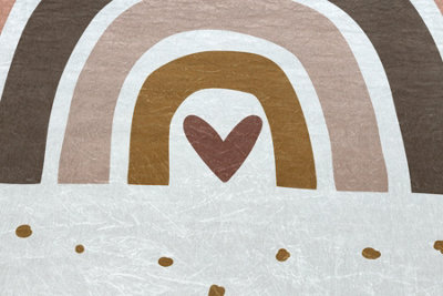 RugsX Bambino 46960 Washing Carpet RainbowDots For Children Anti-SlipWhite Brown 200X290 Cm from B&Q