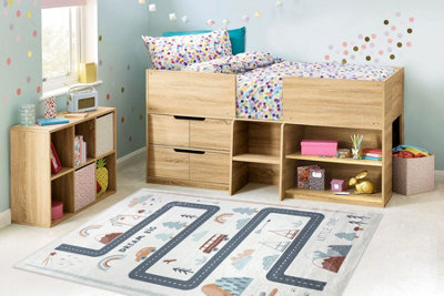 RugsX Bambino 46980 Washing Carpet ForestStreets For Children Anti-SlipWhite Green 140X200 Cm from B&Q