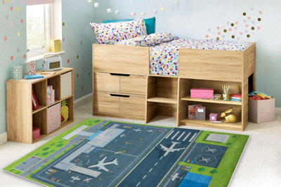RugsX Bambino 46990 Washing Carpet AirportAirplanes For Children Anti-SlipGreen 160X220 Cm from B&Q