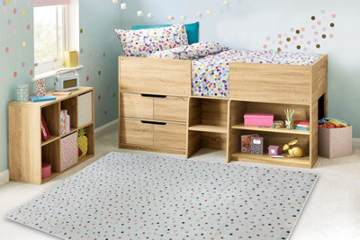 RugsX Bambino 47890 Washing Carpet Dots For Children Anti-SlipWhite Brown 160X220 Cm from B&Q