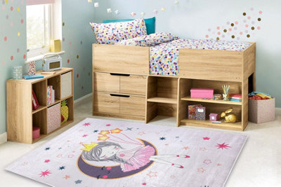 RugsX Bambino 48060 Washing Carpet PrincessStars For Children Anti-SlipPink 80X150 Cm from B&Q