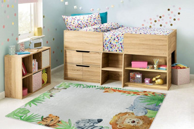 RugsX Bambino 54090 Washing Carpet AnimalsAfrica For Children Anti-SlipWhite Green 120X170 Cm from B&Q