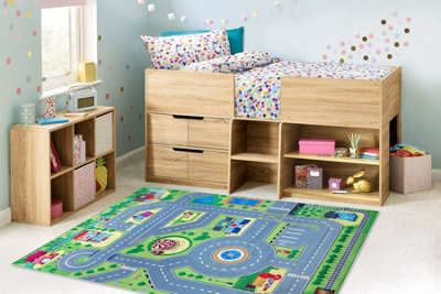 RugsX Bambino 9028 Washing Carpet CityStreets For Children Anti-SlipGreen Grey  160X220 Cm from B&Q