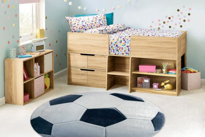 RugsX Bambino 38540 Circle Washing Carpet Football For Children Anti-SlipBlack White Circle 120 Cm from B&Q