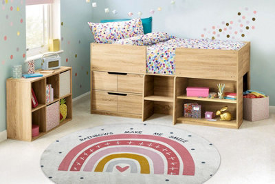 RugsX Bambino 47810 Round Washing Carpet RainbowDots For Children Anti-SlipWhite Circle 120 Cm from B&Q
