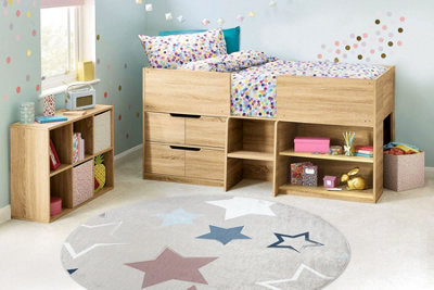 RugsX Bambino 48130 Round Washing Carpet Stars For Children Anti-SlipBeige Grey  Circle 160 Cm from B&Q