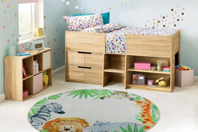 RugsX Bambino 54090 Round Washing Carpet AnimalsAfrica For Children Anti-SlipWhite Circle 120 Cm from B&Q