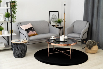 RugsX Carpet Bunny Circle Black Imitation Of Rabbit Fur Circle 200 Cm from B&Q