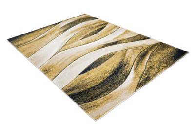 RugsX Carpet Fusion 1617 Yellow CreamWavesModernAbstract 120X170 Cm from B&Q