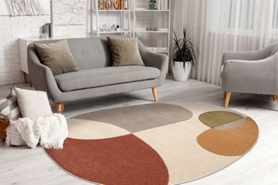 RugsX Carpet Fusion 5706 Cream Terracotta ShapeGeometricModernAbstract200X290 Cm from B&Q