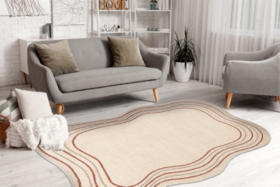 RugsX Carpet Fusion 5707 Cream Terracotta ShapeAbstractionModernAbstract160X220 Cm from B&Q