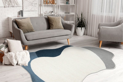 RugsX Carpet Fusion 5710 White Navy ShapeAbstractionModernAbstractIrregular 200X290 Cm from B&Q
