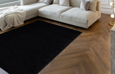 RugsX Eton Plus Carpet BlackOne-ColorUniformPlain 400X400 Cm from B&Q