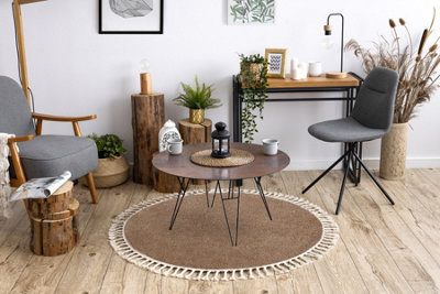 RugsX Carpet Berber 9000 Circle Beige Fringe Berber Moroccan Shaggy Circle 160 Cm from B&Q
