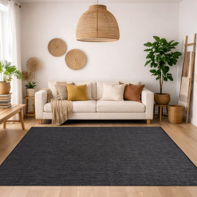 RugsX Carpet Sisal Sion A5165A Melange Flat Woven Black 80X150 Cm from B&Q