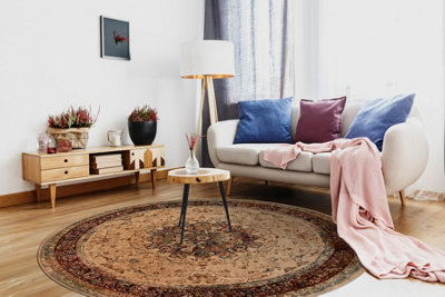 RugsX Wool Carpet Polonia Kordoba25 Circle RosetteFrame Light Ruby Circle 135 Cm from B&Q