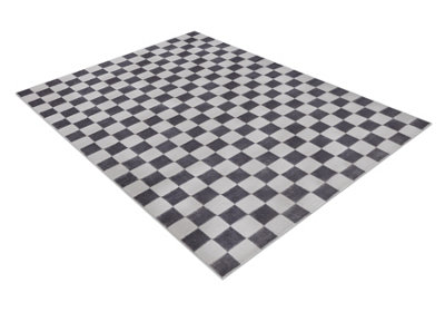 RugsX Carpet Aura Eb112 GreyChessboardStructuralModern 80X150 Cm from B&Q