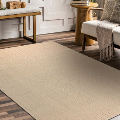 RugsX Wool Carpet Textura 488.05.la100 OstaLinesGeometric Structural Cream 160X230 Cm from B&Q