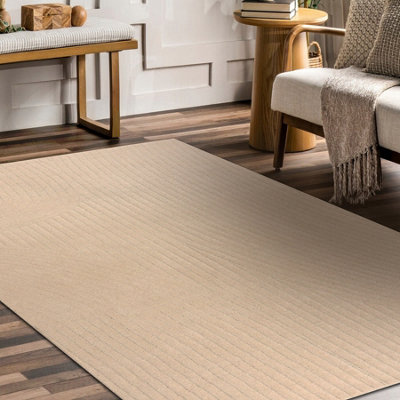 RugsX Wool Carpet Textura 488.12.la100 OstaWavesGeometric Structural Cream 135X200 Cm from B&Q