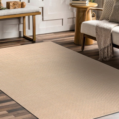 RugsX Wool Carpet Textura 488.13.la100 OstaLinesGeometric Structural Cream 135X200 Cm from B&Q