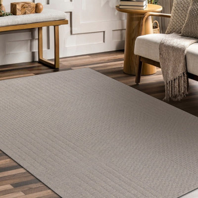 RugsX Wool Carpet Textura 488.13.la110 OstaLinesGeometric Structural Grey 240X340 Cm from B&Q