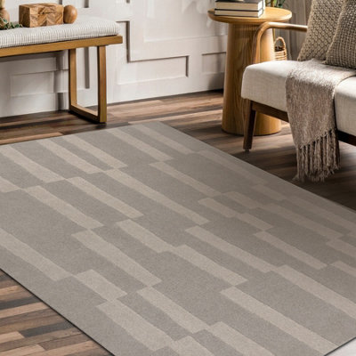 RugsX Wool Carpet Textura 488.17.la110 OstaGeometric Structural Grey Beige 120X170 Cm from B&Q