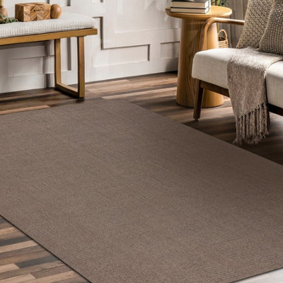 RugsX Wool Carpet Textura 488.20.la600 OstaLinesGeometric Structural Brown 240X340 Cm from B&Q