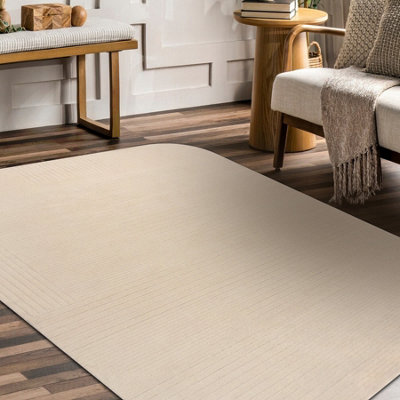 RugsX Wool Carpet Textura 488.716.la100 OstaLinesGeometric Structural Cream 200X300 Cm from B&Q