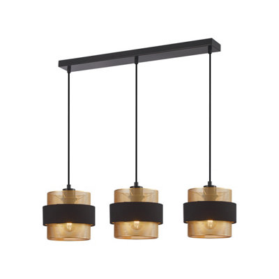 Luminosa Lighting Luminosa Bans Bar Pendant Ceiling Light GoldBlack 3Xe27 from B&Q