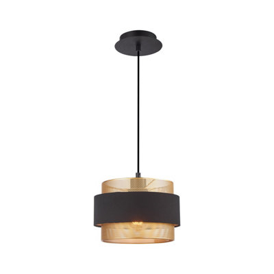 Luminosa Lighting Luminosa Bans Cylindrical Pendant Ceiling Light GoldBlack from B&Q