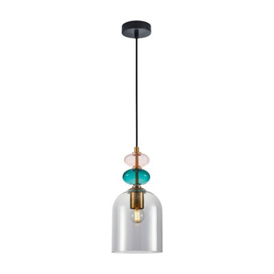 Luminosa Lighting Luminosa Busco 15Cm Dome Pendant Ceiling Light GoldBlack With Smoked Shade from B&Q