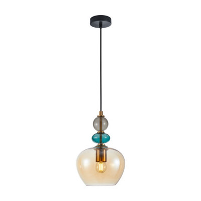 Luminosa Lighting Luminosa Busco Dome Pendant Ceiling Light GoldAmber from B&Q
