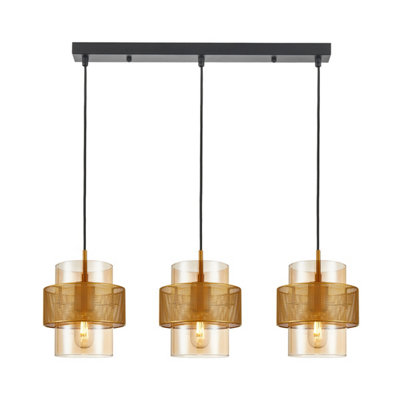 Luminosa Lighting Luminosa Vinoti Bar Pendant Ceiling Light GoldAmber 3Xe27 from B&Q