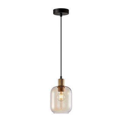 Luminosa Lighting Luminosa Norlis Dome Pendant Ceiling Light GoldBlack from B&Q