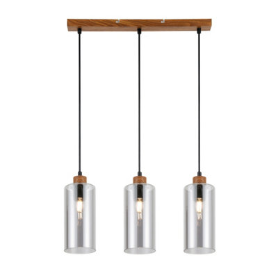 Luminosa Lighting Luminosa Naster Bar Pendant Ceiling Light WoodenBlack 3Xe27 from B&Q