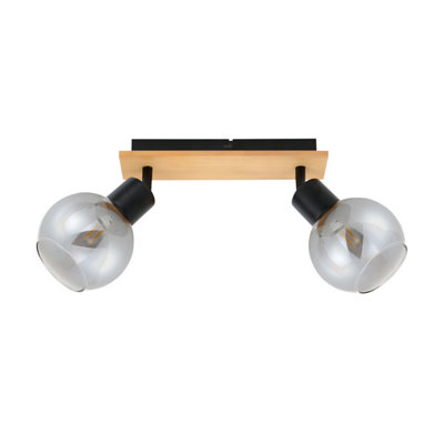 Luminosa Lighting Luminosa Barel Twin Ceiling Spotlight BlackWooden 2Xe27 from B&Q