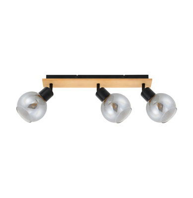 Luminosa Lighting Luminosa Barel Ceiling Spotlight Bar BlackWooden 3Xe27 from B&Q