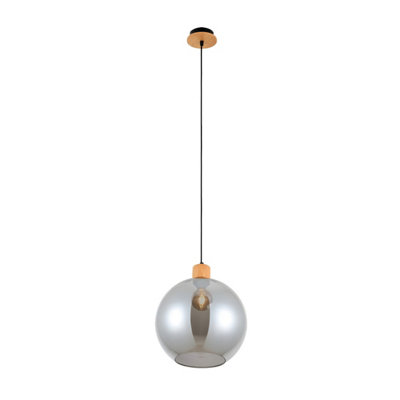 Luminosa Lighting Luminosa Potan Dome Pendant Ceiling Light WoodenBlack from B&Q