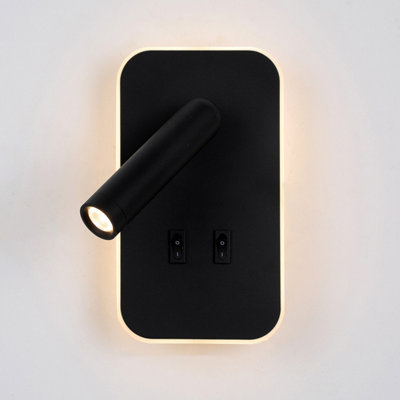 B&Q -  Luminosa Doria Reading Wall Light Black 3000K Warm White 2Xled