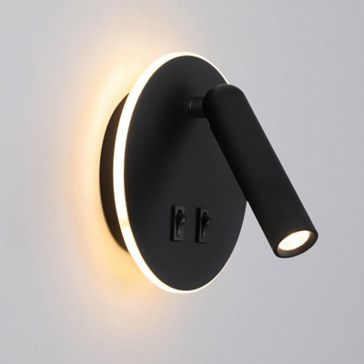 Luminosa Lighting Luminosa Furla Reading Wall Light Black 3000K Warm White 2Xled from B&Q