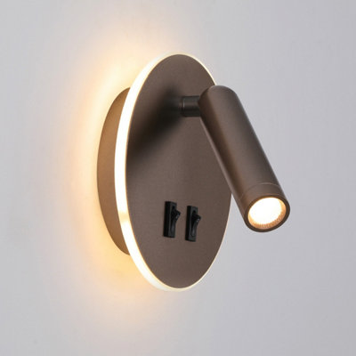 Luminosa Lighting Luminosa Furla Reading Wall Light Coffee 3000K Warm White 2Xled from B&Q