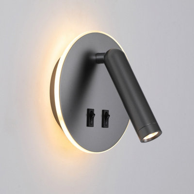 B&Q -  Luminosa Furla Reading Wall Light Grey 3000K Warm White 2Xled