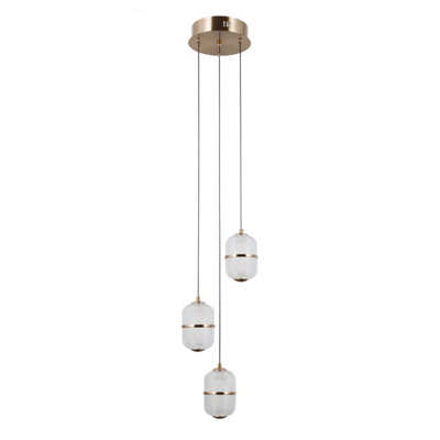 B&Q -  Luminosa Alani Cluster Pendant Ceiling Light Gold 3000K Warm White 3Xled